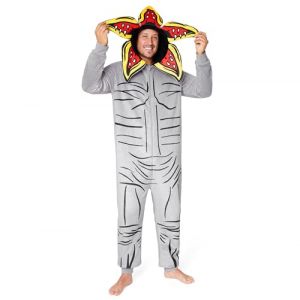 Stranger Things Combinaison Pyjama Homme Onesie Grenouillere Adulte en Polaire Officiel Série TV Adulte Ado Mixte S-XXL (Gris, S) (Get Trend., neuf)