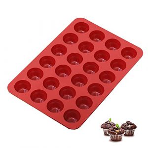 SILIVO Moule Mini Cupcake Silicone, Moule a Mini Muffin 24 Moules Silicone, Anti-adhésif Moule Mini Tartelette Silicone Pour Cupcakes, Mini Muffins, Brownies (ICare-FR, neuf)