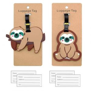 2PCS Etiquette Bagage Animal,Paresseux Mignonne Étiquette Valise Avion Étiquette Valise Avion Étiquette de Voyage Étiquettes Porte Adresse Porte Etiquette Bagage pour Valise/Bagages/Sacs à Dos/Voyages (Mxcwir EU, neuf)