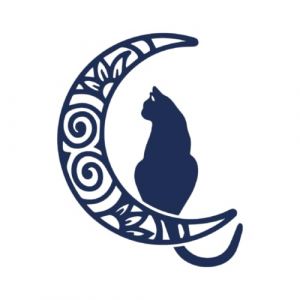 Tattwo.me – Tatouage temporaire pour adultes et enfants, dure 2 semaines, résistant à l'eau – chat assis sur une lune tribale – Encre végétale - certificat cosmétique UE – (P0209) (Tattwo me, neuf)
