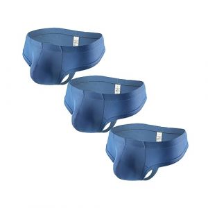 Faringoto Sous-vêtements en fil de soie glacée pour homme, couleur unie, string respirant, 3 bleu., XL (Faringoto, neuf)