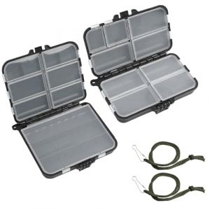 2 PCS Boîte à Pêche Boîte de Rangement étanche en Plastique Accessoire, Boîte de Rangement Portable avec Compartiments de 7 et 9 pour Appâts, Leurres et Accessoires de Pêche, pour les Pêcheurs (XianYuanLian, neuf)