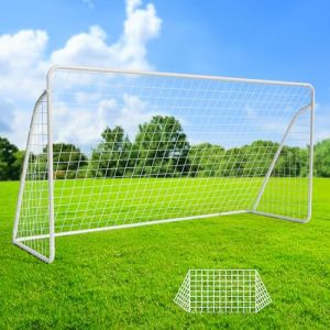 But de Foot Cage de Foot pour Enfants, 365 cm / 240 cm, Cadre Robuste en Acier Galvanisé, Adapté aux Terrains de Football, Patios, Plages (avec 1 Filet de Football, 365 x 182 cm - 2 pièce) (PURERULE, neuf)