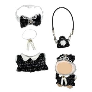 MQLSAERI Vêtements de 17 cm pour poupée de 17 cm, accessoires de poupée noirs avec sac à robe, ruban pince à cheveux pour garçon et fille pour meilleurs cadeaux sans poupée (MQLSAERI, neuf)