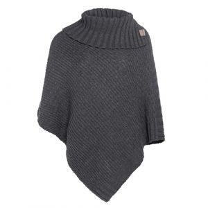 Knit Factory - Nicky Poncho Tricot&eacute; - Cape Femme - Poncho Femme - Poncho pour l&rsquo;Automne et l&rsquo;Hiver - Poncho en Laine et Acrylique - avec col &eacute;charpe - Anthracite - Taille Unique (Knit Factory, neuf)