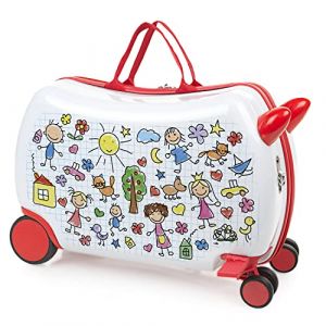 ITACA - Valise Enfant, Valise Siege Enfant, Valise Fille Rigide légère à roulettes Assise Pratique Cabine Avion Bagage coloré pour Voyager de façon Autonome, Crayons (TOPVALISES, neuf)