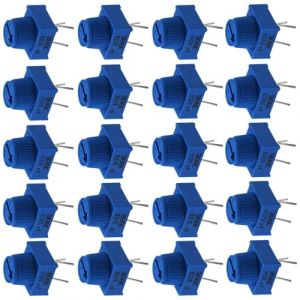 VISSQH 20 pièces 1K 10K 50K 100K ohm 3 Pins 3386P Trimmer Potentiomètre avec Bouton 3386P Potentiomètre de Mini,Planche à Pain Trimmer Potentiomètre(bleu) (VISSQH, neuf)