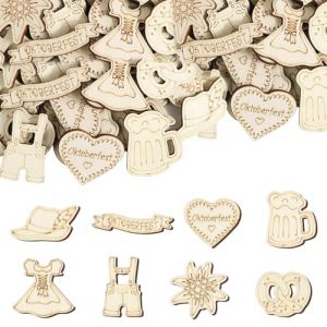 LONZIKP 100 Pièces Décorations de Table en Bois Oktoberfest, Confettis en Bois Édelweiss Bière Chapeau Costume Bavarois, pour Fête Bavaroise (3-4CM) (ZHANG ZY, neuf)