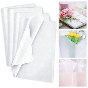 VGECEE 100 Feuilles de Papier de Soie Blanc, 70 x 50 cm, Papier d'Emballage Cadeau Papiers de Soies pour Emballage, Remplissage et D&eacute;coration Papiers de Soie Emballages pour No&euml;l Mariage Bricolage (Teksyjiuh, neuf)