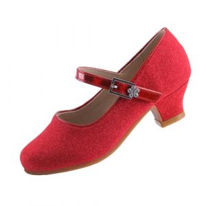 EIGHT KM Chaussure &agrave; Talon Fille de Princesse Ballerine Mariage pour Enfant Fille EKM7015 Scintillait Briller Minerva Rouge 34 (ElfElfElf FR, neuf)