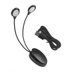 Lampe LED pour pupitre de musique, lampe &agrave; pince &agrave; double t&ecirc;te r&eacute;glable avec 8 lumi&egrave;res LED et c&acirc;ble USB, lampe de lecture &agrave; pince adapt&eacute;e au pupitre de piano/pupitre/bureau (Corygo, neuf)