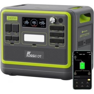 FOSSiBOT Generateur Electrique Solaire Portable 2400W F2400, 2048Wh LiFePO4 Batterie de Secours avec 3 Sorties CA 2400W (4800W Pic), Groupe &Eacute;lectrog&egrave;ne Solaire pour Camping-car, Maison, Voyage (Smart Store -EU, neuf)