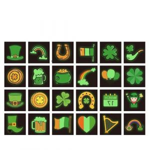 BaronHong Autocollant de tatouage temporaire pour la Saint Patrick - Cadeau de fête irlandais vert - Trèfle porte-bonheur à quatre feuilles (GT-24-Pack, M) (BaronHong, neuf)