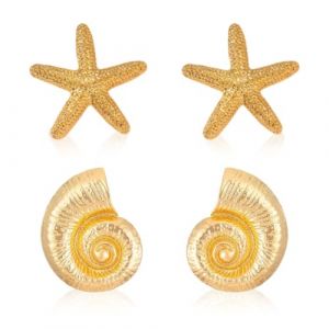 1 paire de boucles d'oreilles conque, 1 paire de boucles d'oreilles étoile de mer, boucles d'oreilles personnalisées, boucles d'oreilles conque suspendues, boucles d'oreilles or femme (hefeishikaiyuanlijiudianyongpinyouxiangongsi, neuf)