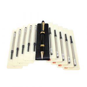 Abcsea Stylo Noir &Agrave; Bille Roulante 159 Et 10pcs Recharges Encre Noire, Stylo Noir Et Recharges En Spirale Noire (0.5mm) (Abcsea EU, neuf)