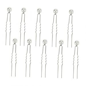 NIYANGLE 10pi&egrave;ces Epingle Cheveux Perle Blanche Epingle Cheveux de Mariage Forme de U de Mari&eacute;e Perle (Telinei, neuf)