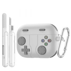 TiMOVO &Eacute;tui pour AirPods Pro 3 (2025), Design Console de Jeu, Coque de Protection Antichoc en Silicone Souple pour Apple AirPod Pro 3e G&eacute;n&eacute;ration, avec Porte-cl&eacute;s et Kit de Nettoyage, Gris (ZMSolution EU, neuf)