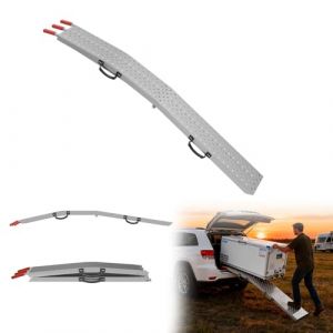 LZQ Rampe d'acc&egrave;s lourde et pliable - 195 x 22,5 cm - Aspect aluminium - Pour moto, fauteuil roulant, tondeuse &agrave; gazon, remorque, voiture (Anning Home, neuf)