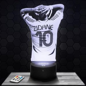 Lampe de chevet, Veilleuse Tactile France 1998 - Z. Zidane Joueur de foot Sport Lampe 3D LED illusion, Idée cadeau Noël anniversaire garçon et fille Lampe de nuit chambre d'enfant ou adulte (Lampephoto-fr, neuf)