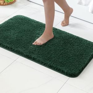 MIULEE Tapis Salle de Bain 1 Pi&egrave;ce Absorbant Antid&eacute;rapant en Haute Hygroscopicit&eacute; Fourrure Tapis d'Entr&eacute;e pour la Douche Super Doux pour Chambre &agrave; Coucher Entr&eacute;e de Cuisine 40x60CM Vert Fonc&eacute; (MIULEE HOME, neuf)