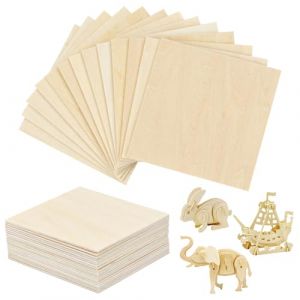 Lot de 20 Feuilles de Bois de Balsa, Contreplaqué Planche Bois, Planche Maquette Non Finies, Plaque Contreplaqué, Panneau Feuille, Bois pour Modèle Bricolage Avion de Maison en Bois, 100x100x1.5 mm (DRINK SHOW LIMITED, neuf)