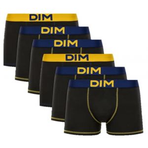 Dim Boxer Homme Mix and Colors Coton Stretch Confort x6, Noir Ct Bleu Marin/Noir Ct Jaune Safran, S (MarketPlaceSMG, neuf)