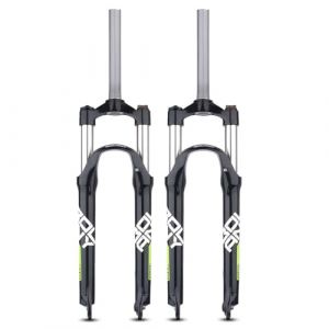 KANGXYSQ 26"/27,5"/29" Ultral&eacute;ger Alliage D'aluminium VTT Fourche Suspendue 1-1/8" Droite Fourche Avant &Agrave; Ressort Course 105 Mm QR 9 Mm Verrouillage Manuel(Black Green,26in) (KANG JKNG, neuf)