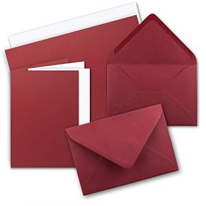 Lot de 10 cartes pliantes format A5 &ndash; Rouge fonc&eacute; avec enveloppes C5 et feuilles int&eacute;rieures assorties blanches &ndash; Cartes pliantes vierges 14,8 x 21 cm (GUSTAV NEUSER GmbH, neuf)
