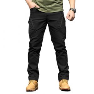 Pantalon Cargo Homme Multipoches Zipp&eacute; Mince Pantalon Combat Pantalon de Travail Imperm&eacute;able Pantalon Militaire Tactique (FR/ES, Alpha/Lettres, TG, Taille Normale, Taille Normale, X9 Noir) (FindPitaya, neuf)