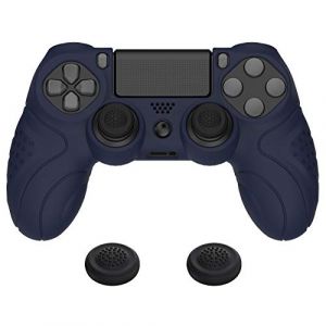 playvital Protection pour ps4 Coque Manette,Housse Silicone avec Capuchon Joystick pour ps4 Slim Pro Controller Skin Cover-Nuit Bleue,Guardian Edition (Game Skindecal Store, neuf)