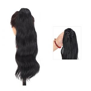 Extension de Queue de Cheval 50cm petit clip queue de cheval extension for les femmes moelleux noir brun queue de cheval postiches longue griffe ondulée clip sur queue de cheval extension de cheveux s (zhmeiguo222, neuf)