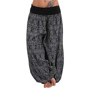 Blingko Sarouel Femme éTé Pantalon Harem Femme Coton Sarouel Grande Taille Couleur Unie Baggy Yoga Pants Taille Elastique Ample Chic Lâche Large Casual Jogging (Blingko, neuf)
