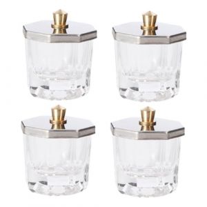 Gatuida 4 pi&egrave;ces Bol Cristal pour Ongles Octogonal avec Couvercle Inox R&eacute;cipient Nail Art pour Liquide Acrylique et Poudre Large Ouverture Antid&eacute;bordement Rangement Pratique Manucure (Brandon Zou, neuf)