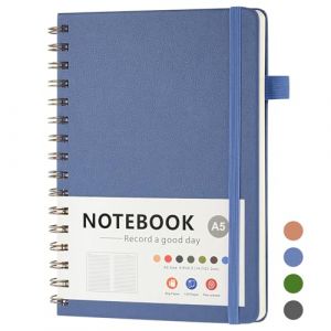 OSDUE Cahier &agrave; Spirale A5 avec Intercalaires, Bleu 200 Pages Cahier Lign&eacute; D&eacute;tachables Lign&eacute;es Couverture Rigide en PU pourTravail Bureau et &Eacute;cole Bureau et Cadeaux, 22 * 16 * 2cm (PLUM-MARKETING, neuf)