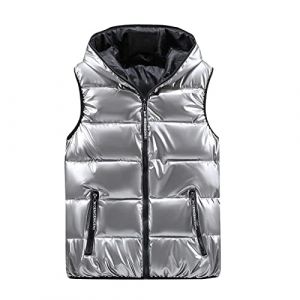 Doudoune sans Manches Femme Capuche Zipp&eacute; Veste Duveteuse Gilet sans Manche Femme Courtes Veste Matelass&eacute;e L&eacute;g&egrave;re Manteau Femme Hiver Chaude Chic Blouson (Anglekie, neuf)
