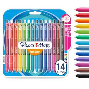Paper Mate® stylo gel InkJoy® | pointe moyenne | couleurs assorties | lot de 14 (Parker - Rotring - Waterman, neuf)