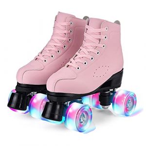 YUDOXN Patins à roulettes 4 Roues, Rollers parallèles avec Roues Lumineuses, Haut Classique Patins, Roues pour Adultes, Enfants, débutants (Taille 37-43) (Rose, 40) (zhiduoduo, neuf)