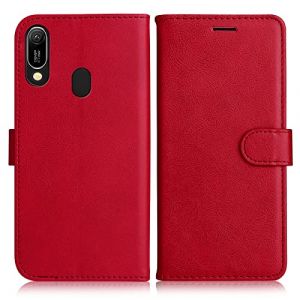 DENDICO Coque Huawei Y6 2019 / Honor 8A Premium Portefeuille PU &Eacute;tui en PU Cuir Flip Livre TPU Bumper Case pour Huawei Y6 2019 / Honor 8A Rouge (DENDICO, neuf)
