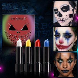 EnMart Blanc, Vert, Rouge, Noir Peinture Visage, Bâton de Peinture Corporelle pour le Visage, Bodypainting, Crayons Maquillage Artistique, Peinture Corporelle pour Cosplay, Carnaval, Halloween, Noël (OrangeStandOfficial, neuf)