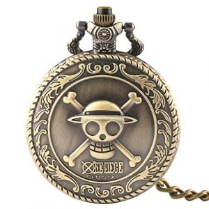 CokinkiDs Montre de Poche Homme, Full Hunter Mode One Piece Tête de Mort à Quartz Montre de Poche Chaîne, Cadeau Homme (Ahmedi, neuf)