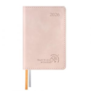 POPRUN Mini Agenda 2026 de Poche Semainier A7 11,5 x 7,5 cm Version Française, Couverture Souple en PU Cuir - Super Petit Weekly Planner, D'Jan 2026 à Déc 2026, Papier 70 g/m², Rose Doux (Time Works Wonders, neuf)