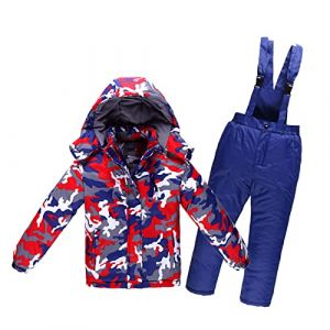 Combinaison de Ski Enfant Veste de Duvet à Capuche et Pantalons de Neige 2 Pièces Manches Longues Hiver Ensemble de Ski 2 Pièces Fille Garçon Pantalons de Ski et Doudoune à Capuche pour 3-10 Ans (⭐⭐⭐⭐⭐AEGJEGVD⭐⭐⭐⭐⭐, neuf)