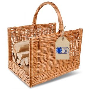 Creative Home Panier de Rangement Panier en Osier avec Poign&eacute;e | Rectangulaire 45 x 30 x 47 cm | Brun Naturel | Tiss&eacute; &agrave; la Main | Panier Bois Panier Cadeau de Chemin&eacute;e | Polyvalent et Durable (Creative Deco, neuf)