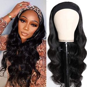 Perruque Bandeau Cheveux Humain Perruque Bresilienne Glueless Perruque avec Bandeau Ondulé 22 pouces(55cm) 150% Densité Perruque Femme Naturelle brésilienne Body Wave Human Hair Headband Wig (RuiBeiSai, neuf)