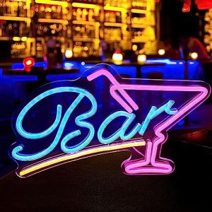 Lotvic Enseigne Lumineuse Cocktail, Neon LED Deco Bar, Enseigne Lumineuse Bar, Enseigne Lumineuse au Néon LED, Décoration Neon Murale, LED Néon Signe Veilleuse pour Mur Fête Décor Bar Chambre Mariage (QIHAO-EU, neuf)