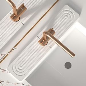 Knubbuf Contour de Robinet Absorbant, Contour de Robinet de Cuisine, Tapis de Robinet, Contour Robinet Evier, Terre de Diatom&eacute;e, S&eacute;chage Rapide (A-Blanc, 60 * 10cm) (YuanWenwan, neuf)