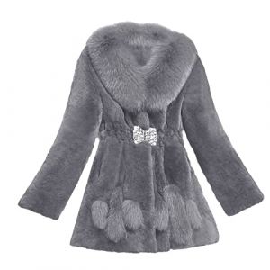 L9WEI Manteau en fourrure pour femme élégant manteau d'hiver chaud en fausse fourrure moelleuse manteau d'hiver pour femme manteau en fourrure avec capuche, X01-Grey, 5X-Large (HFGFIVG, neuf)