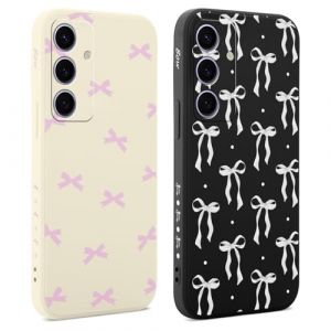 Saqmkil 2 Pi&egrave;ces Coque pour Samsung Galaxy S25 5G, &Eacute;tui avec Aesthetic Noeud Motif Design, Souple Silicone Antichoc Femme Fille Protection Housse Etui Bumper Cover pour Samsung S25 5G 6,2'' - Arc 01 (runjinggongyi, neuf)