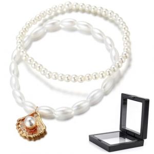 ZOPJUMA Bracelets de cheville Boho Hippie Pendentif Coquille Saint-Jacques à la main Chaîne de cheville Coquille Vintage Blanc Perle de riz Bijoux pour (GB UK STORE, neuf)