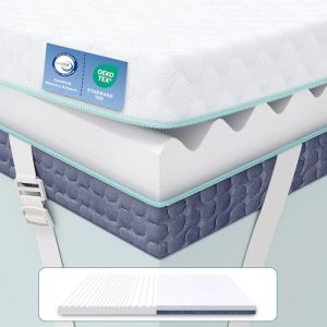 Releep Surmatelas 180 x 200 à Mémoire de Forme 7,5 CM, sur Matelas 2 Personnes avec Sangles, Surmatelas Respectueux de La Peau, Housse Respirante Amovible et Lavable, sans Odeur, Certifiée Oeko-Tex® (Releep, neuf)